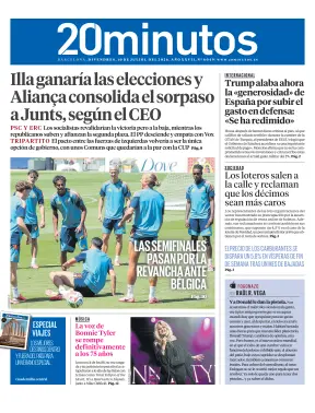 Portada de 20 Minutos Barcelona, 10 de julio de 2026