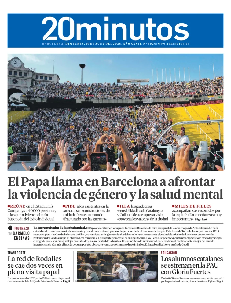 Portada de 20 Minutos Barcelona