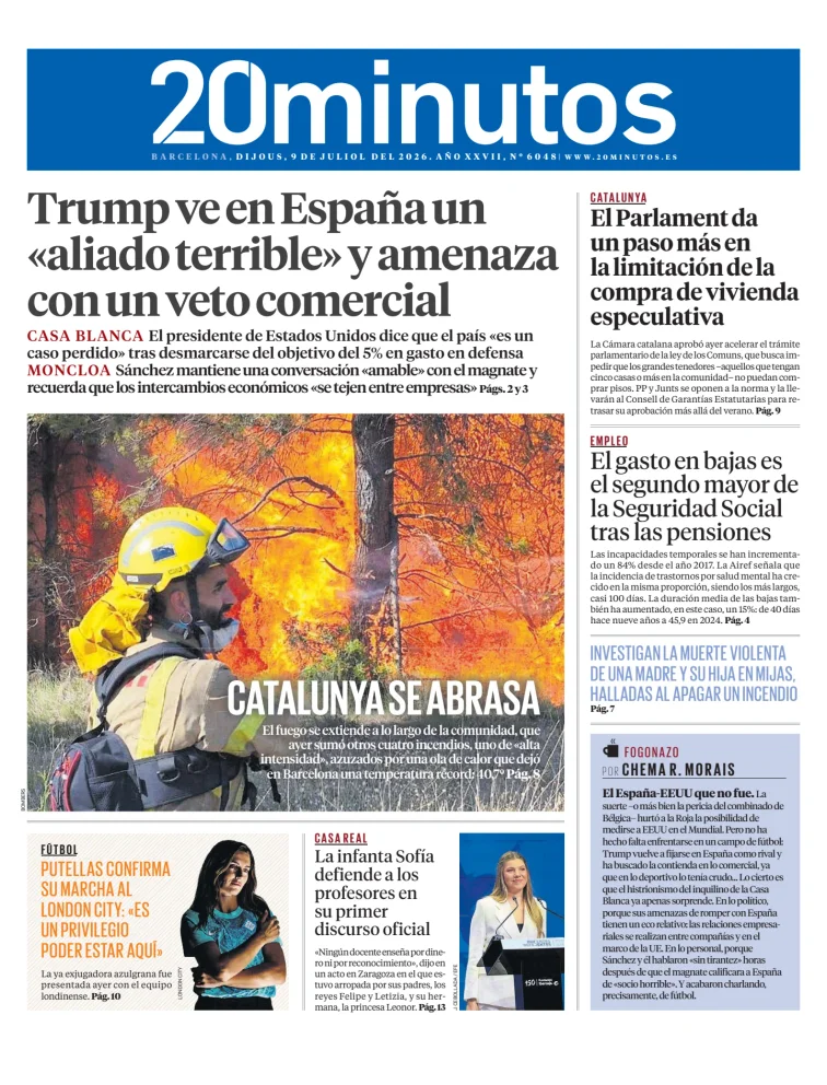 Portada de 20 Minutos Barcelona