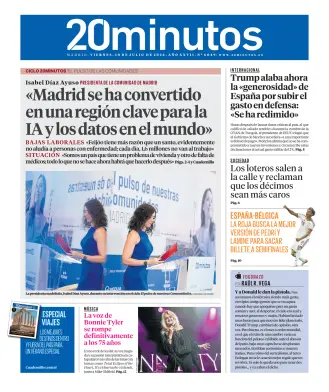 Portada de 20 Minutos Madrid, 10 de julio de 2026