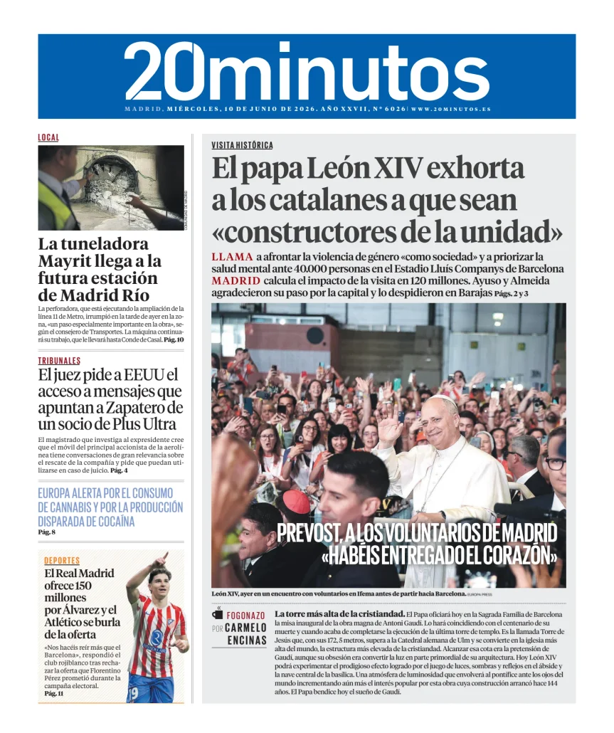 Portada de 20 Minutos Madrid