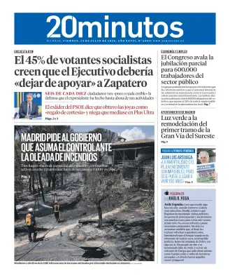 Portada de 20 Minutos Madrid, 24 de julio de 2026
