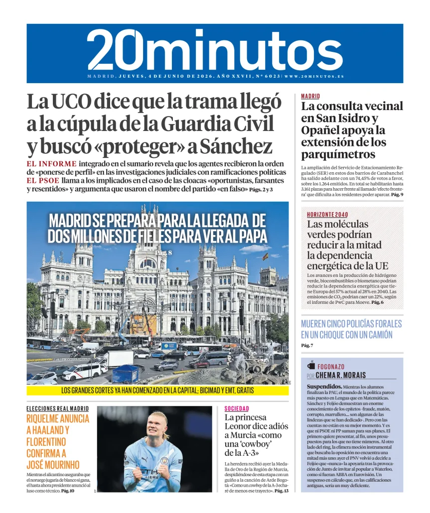 Portada de 20 Minutos Madrid