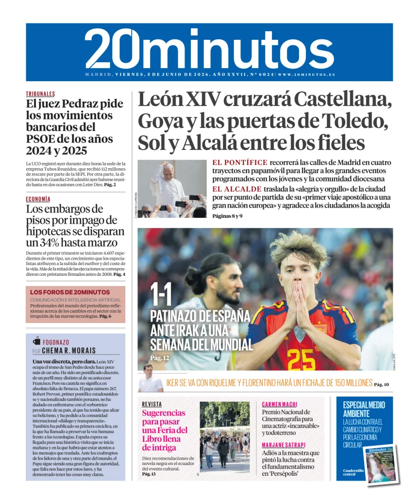 Portada de 20 Minutos Madrid