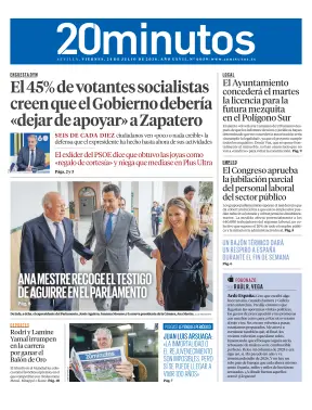 Portada de 20 Minutos Sevilla, 24 de julio de 2026