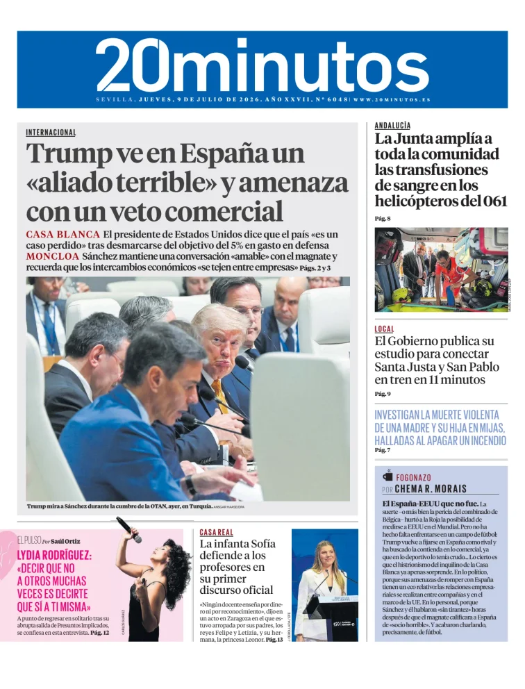 Portada de 20 Minutos Sevilla