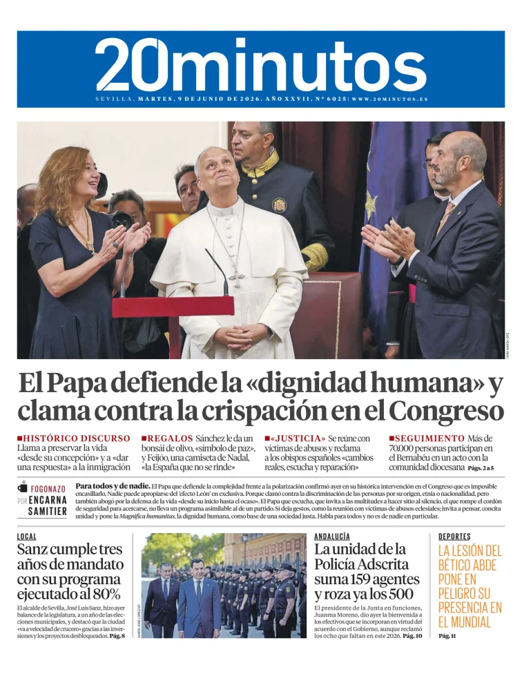 Portada de 20 Minutos Sevilla