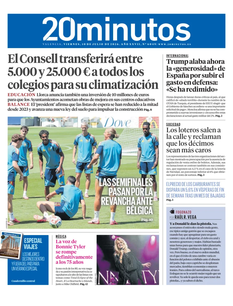 Portada de 20 Minutos Valencia