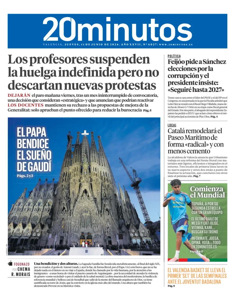 Portada de 20 Minutos Valencia
