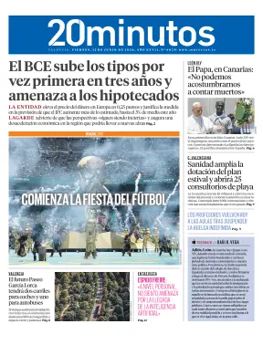 Portada de 20 Minutos Valencia, 12 de junio de 2026