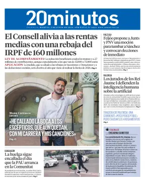 Portada de 20 Minutos Valencia, 2 de junio de 2026