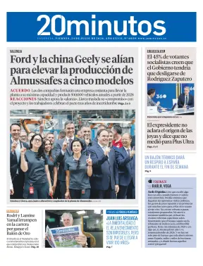 Portada de 20 Minutos Valencia, 24 de julio de 2026