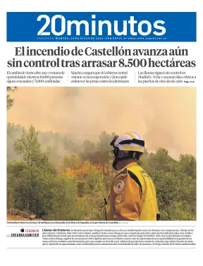 Portada de 20 Minutos Valencia, 28 de julio de 2026