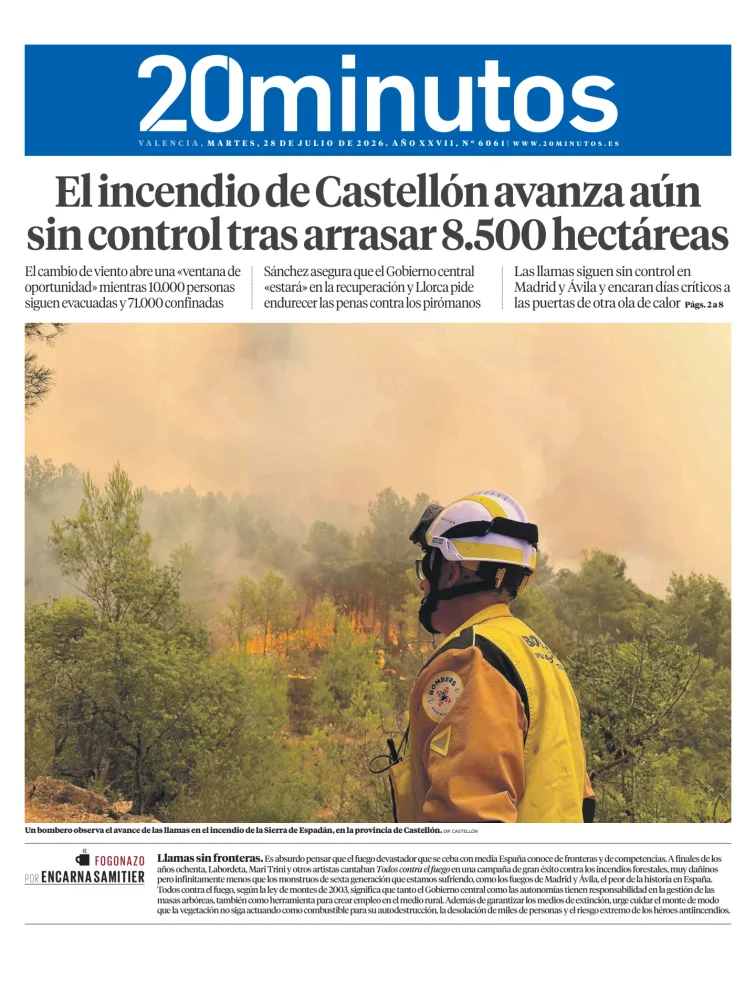 Portada de 20 Minutos Valencia
