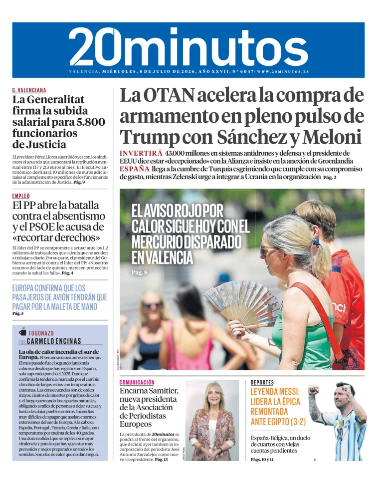Portada de 20 Minutos Valencia
