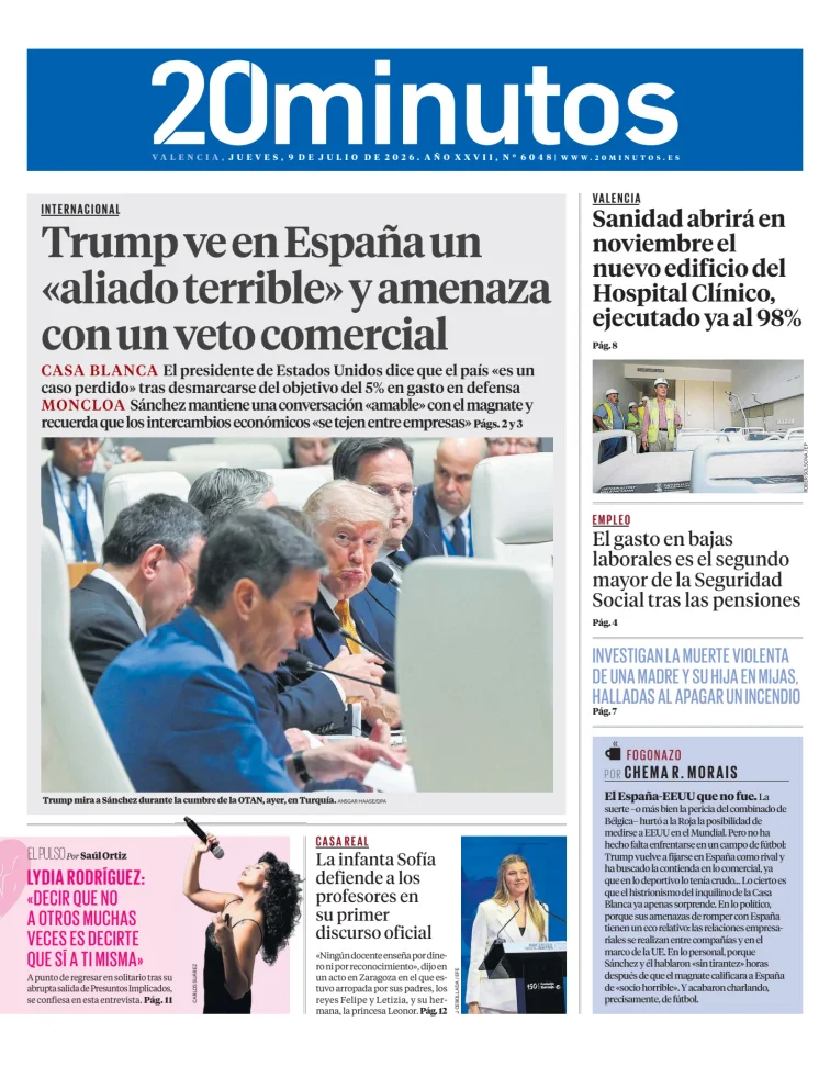 Portada de 20 Minutos Valencia