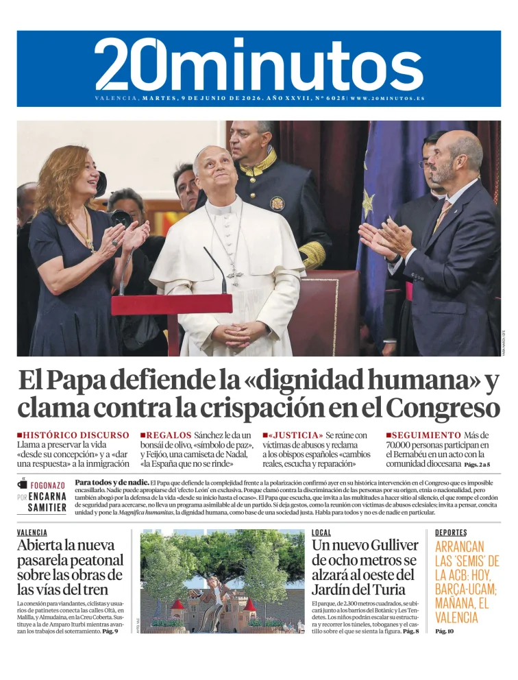 Portada de 20 Minutos Valencia