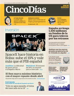 Portada de Cinco Días, 13 de junio de 2026