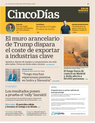 Portada de Cinco Días, 25 de julio de 2026