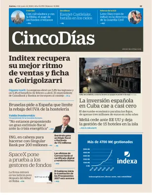 Portada de Cinco Días, 4 de junio de 2026