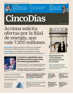 Portada de Cinco Días, 5 de junio de 2026