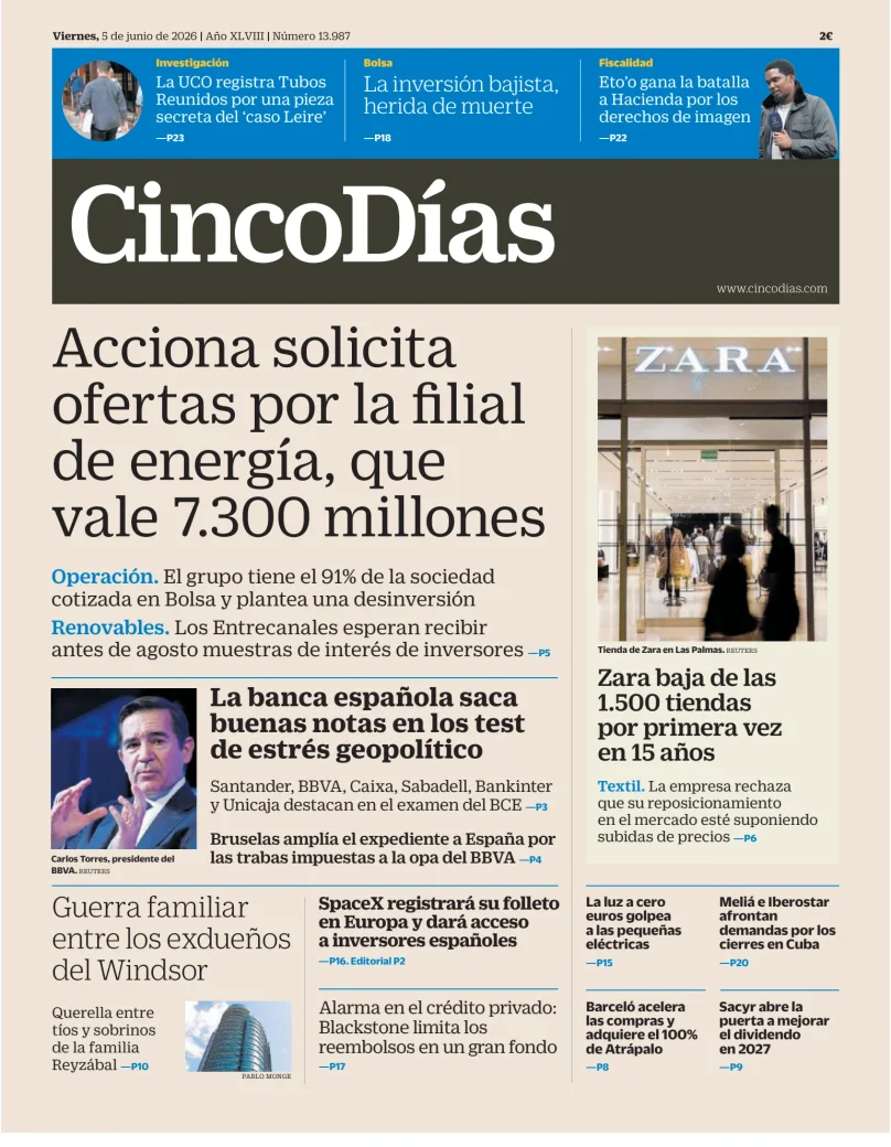 Portada de Cinco Días