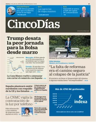 Portada de Cinco Días, 9 de julio de 2026