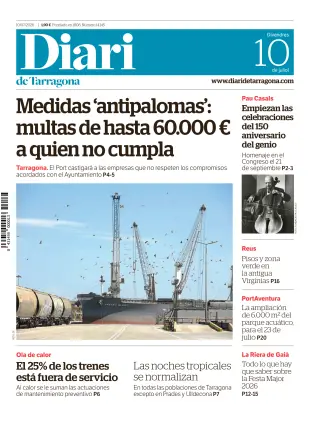 Portada de Diari de Tarragona, 10 de julio de 2026