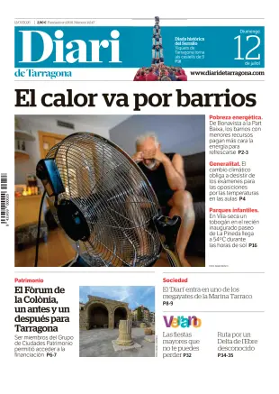 Portada de Diari de Tarragona, 12 de julio de 2026