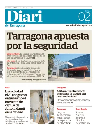 Portada de Diari de Tarragona, 2 de junio de 2026