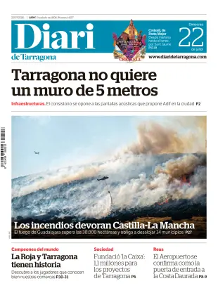 Portada de Diari de Tarragona, 22 de julio de 2026