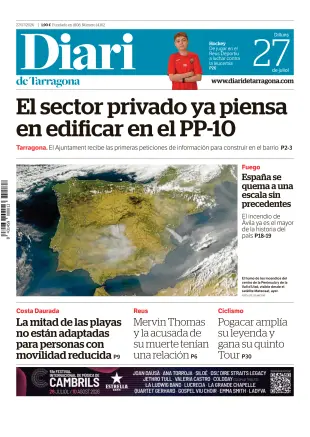 Portada de Diari de Tarragona, 27 de julio de 2026