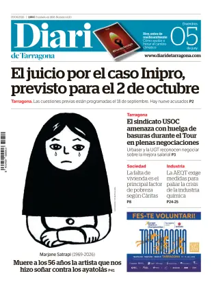 Portada de Diari de Tarragona, 5 de junio de 2026