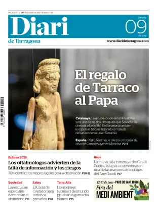Portada de Diari de Tarragona, 9 de junio de 2026
