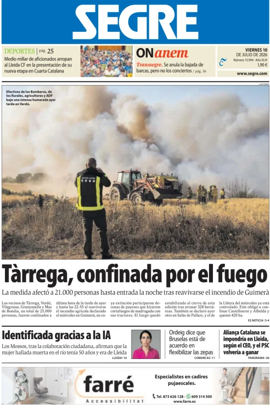 Portada de Diari Segre