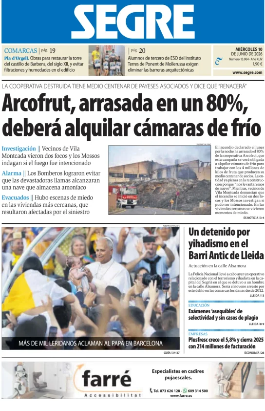 Portada de Diari Segre