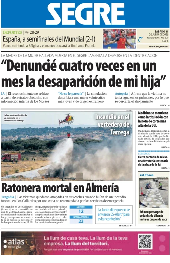 Portada de Diari Segre