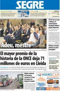Portada de Diari Segre, 25 de julio de 2026