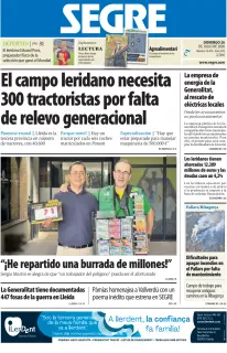 Portada de Diari Segre, 26 de julio de 2026