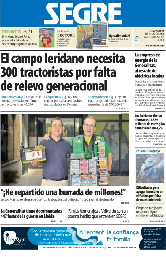 Portada de Diari Segre