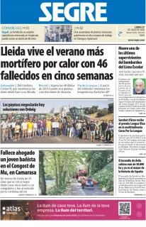 Portada de Diari Segre, 27 de julio de 2026
