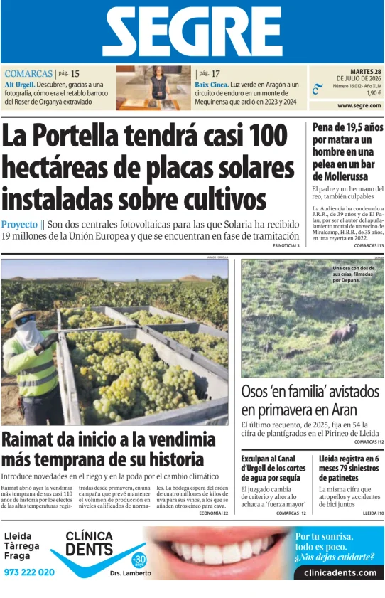 Portada de Diari Segre