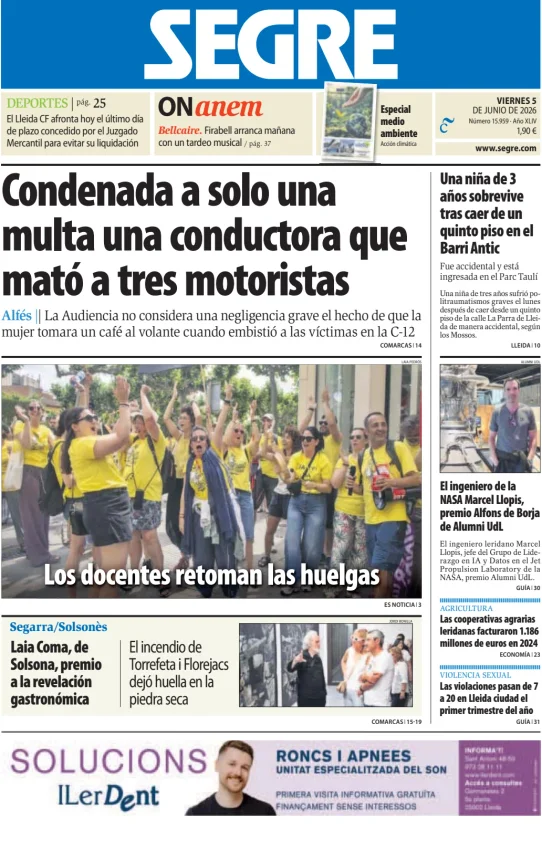 Portada de Diari Segre