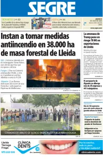 Portada de Diari Segre, 9 de julio de 2026