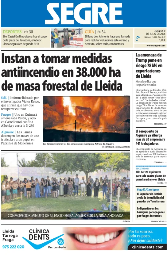 Portada de Diari Segre