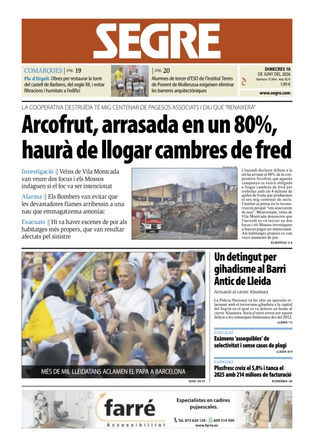 Portada de Diari Segre (Català)