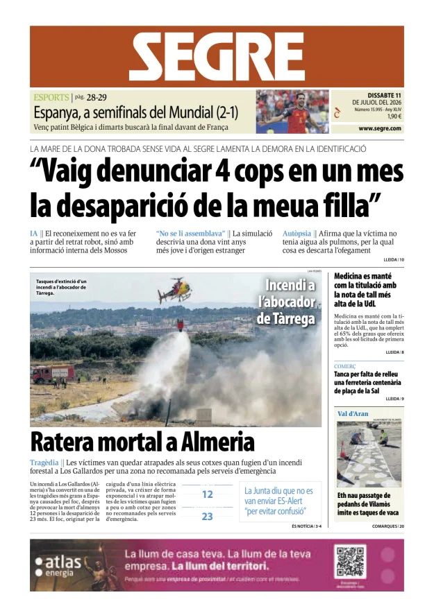 Portada de Diari Segre (Català)