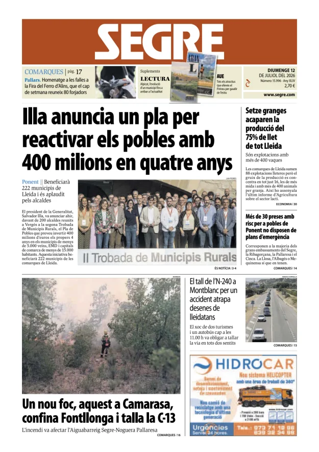 Portada de Diari Segre (Català)