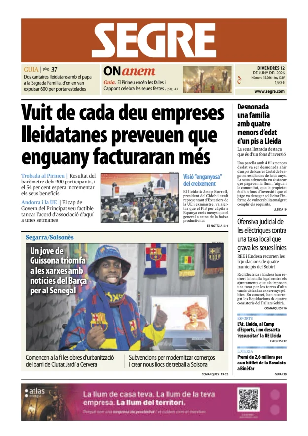 Portada de Diari Segre (Català)