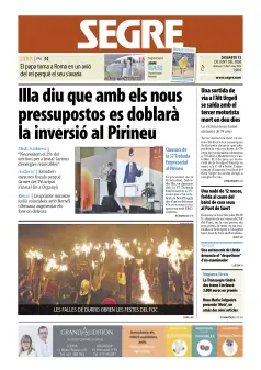 Portada de Diari Segre (Català), 13 de junio de 2026